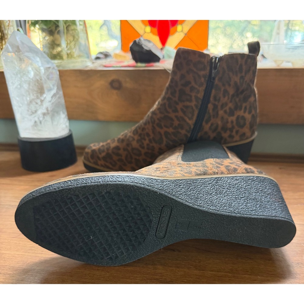 Aerosoles Womens Leopard Print Wedge Ankle Boots Brown Animal Print Zip Up 7 - Picture 7 of 10